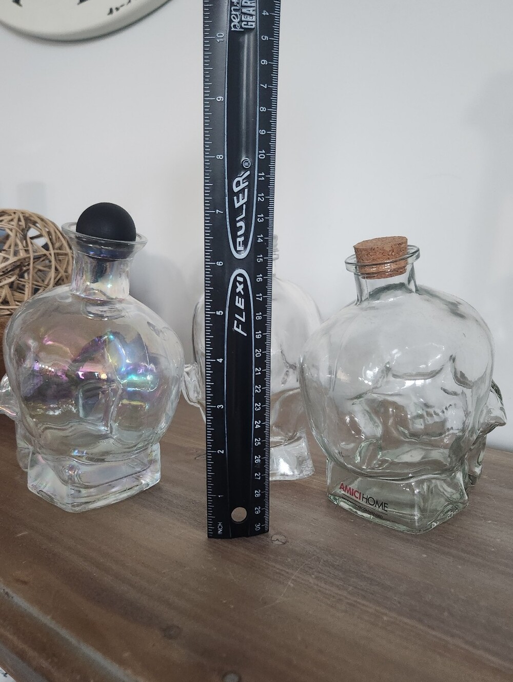 💀 Set of 3 Glass Skull & Demon Bottles Halloween Gothic Bar Decor Display Lot - Picture 7 of 8